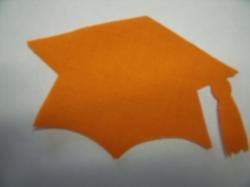 Graduation Cap - colors Laser Cut Appliques (Size: with FUSIBLE - 5"W, Color: Orange )