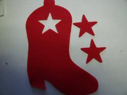 Cowboy Boot Laser Cut Appliques (Size: 5"H, Color: Red  , Direction: Facing right)