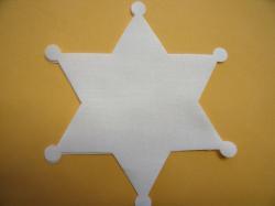 Badge Laser Cut Appliques (Size: with FUSIBLE - 5"H, Color: White  )