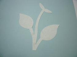 Flower Stem w/Leaf Small Laser Cut Appliques (Size: with FUSIBLE - 4.5"H, Color: White )