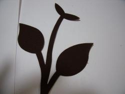 Flower Stem w/Leaf Small Laser Cut Appliques (Size: with FUSIBLE - 4.5"H, Color: Brown )