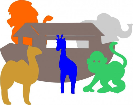 KIT - Noah's Ark with Animals Laser Cut Appliques (Price: with FUSIBLE - Group of 7)