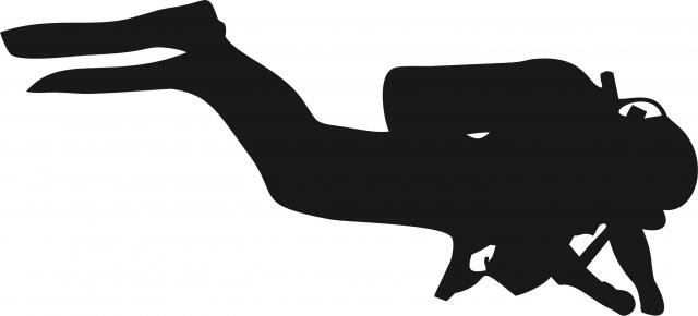 Seaman/Frogman Diver Silhouette Die Cut Appliques (Size: 8"W, Direction: facing right)