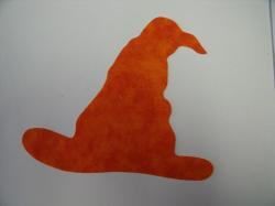 Witch's Hat Laser Cut Appliques (Size: with FUSIBLE - 5"W, Color: Tonal - Orange )