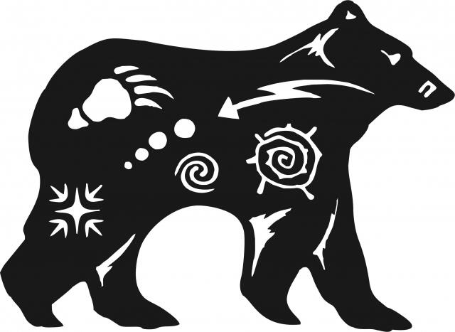Bear Symbol Silhouette Laser Cut Appliques (Size: WITH Backing - 8"W, Color: Black facing right)