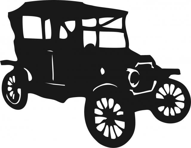 Antique Vintage 1910's Sedan Silhouette Laser Cut Appliques (Size: 10"W, Direction: facing right)