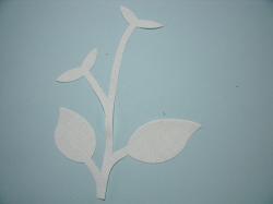 Flower Stem w/Leaf Large Laser Cut Appliques (Size: normal, Color: White )