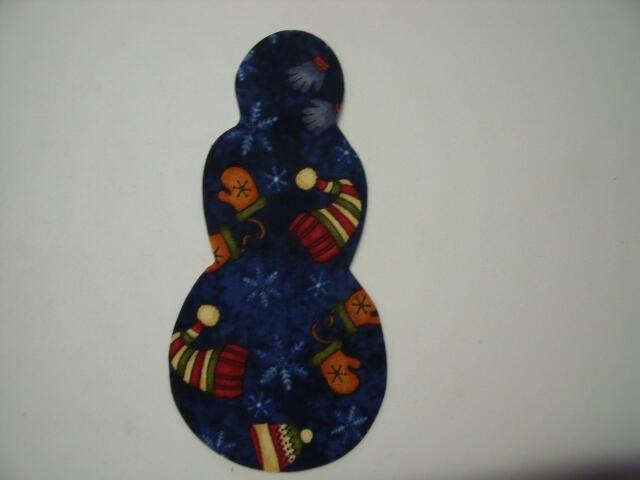 Christmas Snowman Laser Cut Appliques (Size: with FUSIBLE - 5"H, Color: Blue Hats & Mittens)