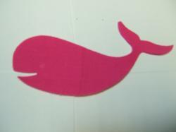 Whale Laser Cut Appliques (Size: with FUSIBLE - 6"W, Color: Hot Pink , Direction: Facing left)