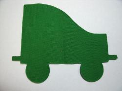 Christmas Train Coal Car Laser Cut Appliques (Size: with FUSIBLE - 5"H, Color: Green , Direction: Facing right)