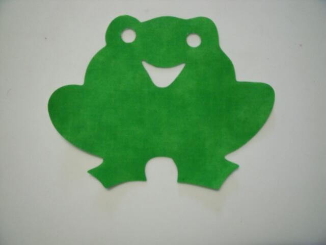 Frog 'Happy' Laser Cut Appliques (Size: 6"W, Color: Tonal - Green)