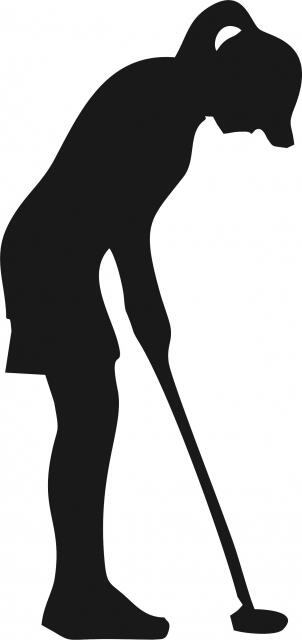 Female Golfer Silhouette Laser Cut Appliques (Size: with FUSIBLE - 10"W, Direction: facing right)