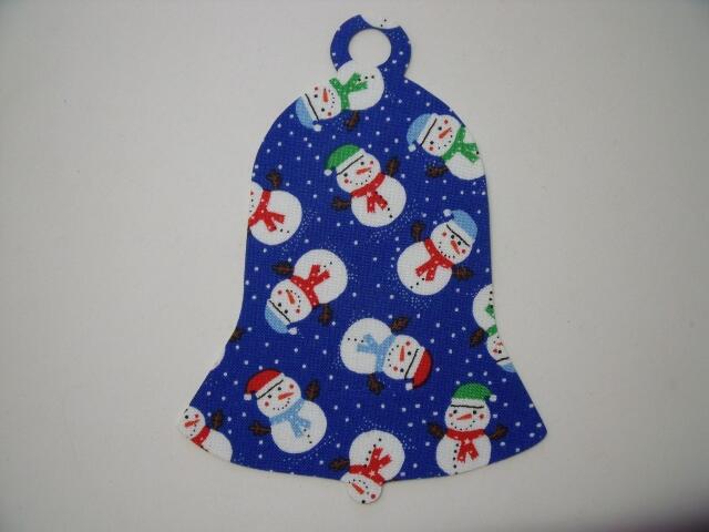 Christmas Bell  Laser Cut Appliques (Size: 4"H, Color: Blue Snowmen)