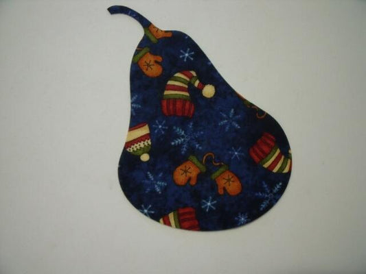 Christmas Pear Laser Cut Appliques (Size: 4"H, Color: Blue Hats & Mittens)