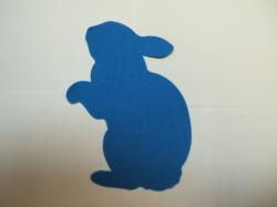 Easter Rabbit Laser Cut Appliques (Size: with FUSIBLE - 5"H, Color: Blue  , Direction: Facing left)