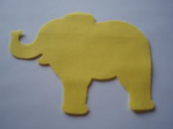 Elephant Laser Cut Appliques (Size: with FUSIBLE - 4"W, Color: Yellow , Directon: Facing right)