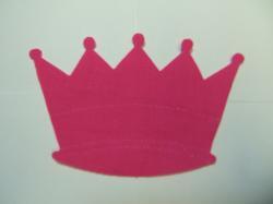 Crown Laser Cut Appliques (Size: with FUSIBLE - 5"W, Color: Hot Pink )
