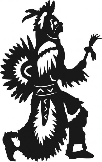 Native American Dancing Silhouette Laser Cut Appliques (Size: 9"H, Direction: facing right)