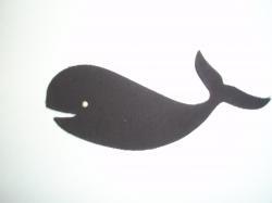 Whale Laser Cut Appliques (Size: with FUSIBLE - 4"W, Color: Black , Direction: Facing right)