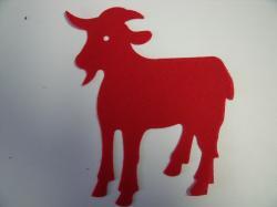 Goat laser Cut Appliques (Size: with FUSIBLE - 4"H, Color: Red  , Direction: Facing left)