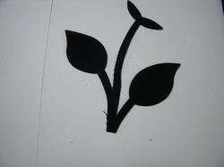 Flower Stem w/Leaf Small Laser Cut Appliques (Size: 4.5"H, Color: Black )
