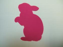 Easter Rabbit Laser Cut Appliques (Size: with FUSIBLE -  6"H, Color: Hot Pink  , Direction: Facing right)