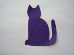 Halloween Cat Laser Cut Appliques (Size: with FUSIBLE - 6"H , Color: Purple, Direction: Facing right)