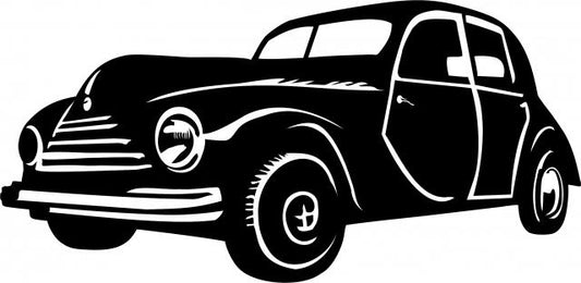 Antique Vintage 1940's Sedan Silhouette Laser Cut Appliques (Size: with FUSIBLE - 9"W, Direction: facing left)