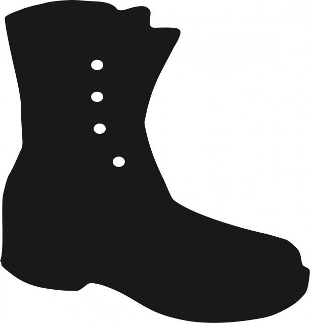 Combat Boot Laser Cut Appliques (Size: with FUSIBLE - 7"H, Direction: facing right)