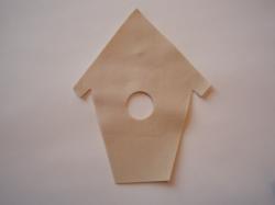 Birdhouse Laser Cut Appliques (Size: with FUSIBLE - 5"H, Color: Tan/Beige )