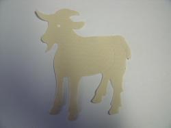 Goat laser Cut Appliques (Size: with FUSIBLE - 4"H, Color: Tan/Beige , Direction: Facing right)