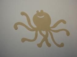 Octopus Laser Cut Appliques (Size: with FUSIBLE - 5"W, Color: Tan/Beige )