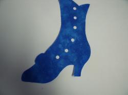 Victorian Boot Laser Cut Appliques (Size: 6"H, Color: Tonal - Blue, Direction: Facing left)