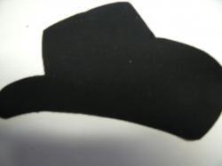 Cowboy Hat Laser Cut Appliques (Size: with FUSIBLE - 5"W, Color: Black  , Direction: Facing right)