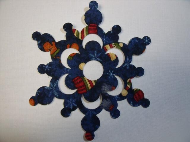 Snowflake Design #3 Laser Cut Appliques (Size: with FUSIBLE - 6", Color: Blue Hats & Mittens)
