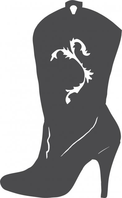 Cowgirl High Heel Boot Silhouettes Laser Cut Appliques (Size: 8"H, Direction: facing left)