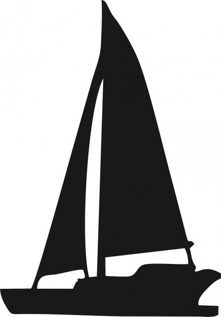 Sailboat #1 Silhouette Laser Cut Appliques (Size: with FUSIBLE - 9"H, Direction: facing right)