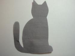 Cat Laser Cut Appliques (Size: with FUSIBLE - 4"H, Color: Gray  , Direction: Facing left)