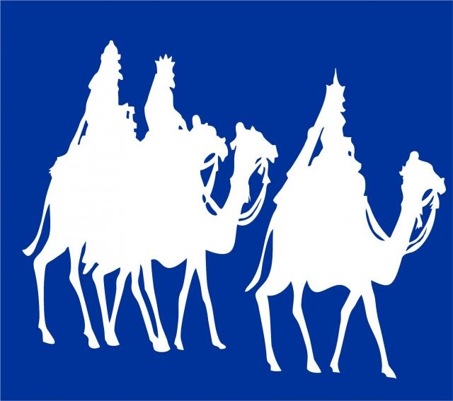Nativity - Wisemen's Journey Laser Cut Appliques (Size: with FUSIBLE - 10"H, Color: White - facing right)