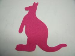 Kangaroo Laser Cut Appliques (Size: with FUSIBLE - 6"H, Color: Hot Pink , Direction: Facing right)