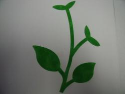 Flower Stem w/Leaf Large Laser Cut Appliques (Size: with FUSIBLE - , Color: Tonal -  Green )