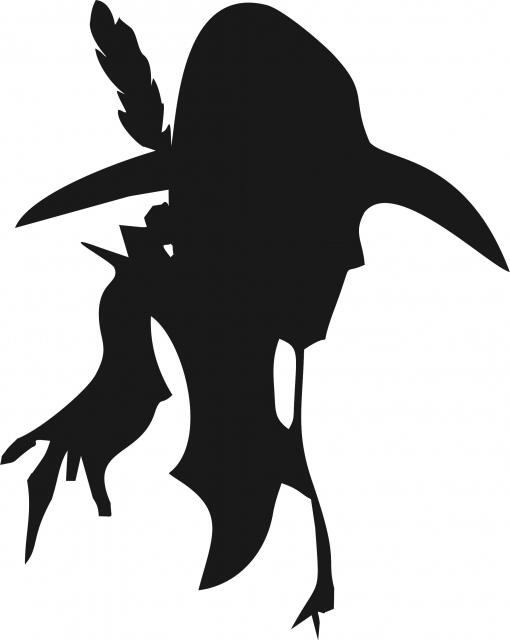 Native American Portrait Silhouette Laser Cut Appliques (Size: 9"H, Color: facing right)