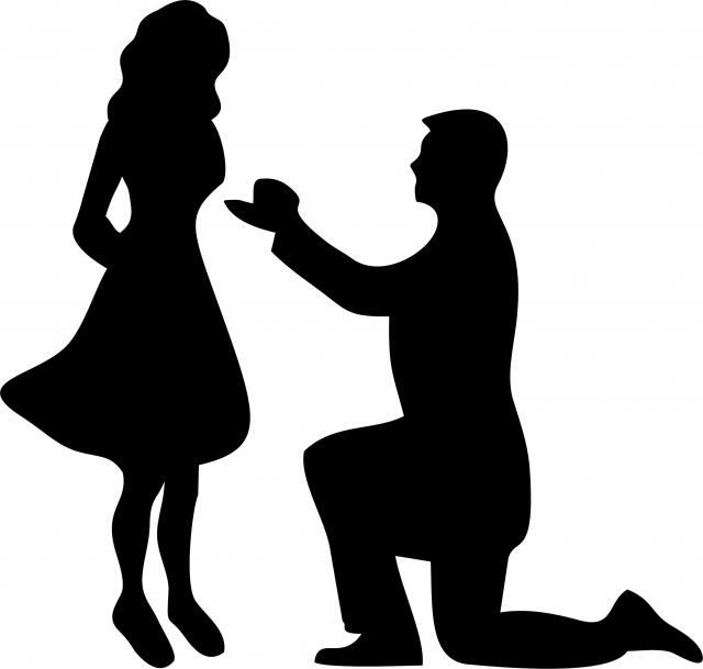 Proposal Laser Cut Appliques (Size: 9"W, Color: Black with man on right)