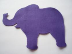 Elephant Laser Cut Appliques (Size: with FUSIBLE - 4"W, Color: Purple  , Directon: Facing left)