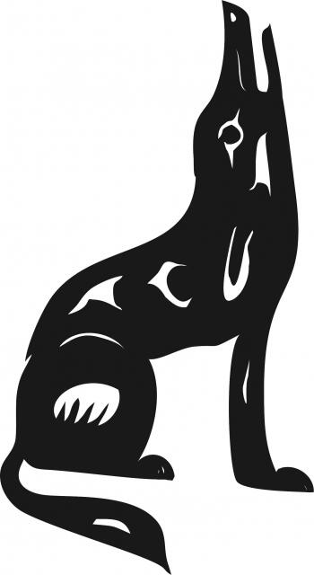 Howling Wolf Symbol Laser Cut Appliques (Size: 9'H, Color: Kona - Black - facing right)