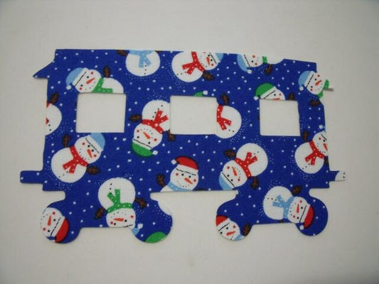 Christmas Train Passenger Car Laser Cut Appliques (Size: 4"H, Color: Blue Snowmen)