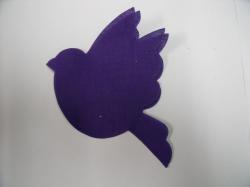 Bird Laser Cut Appliques (Size: with FUSIBLE - 5"H, Color: Purple , Direction: Facing right)