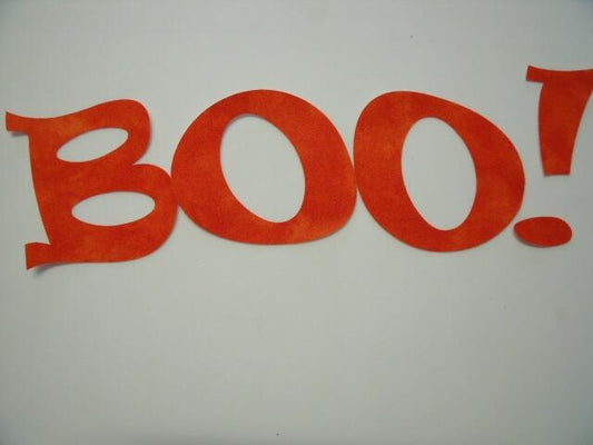 Halloween BOO!  Letters Ravie Design Laser Cut Appliques (Size: 5"H , Color: Tonal - Orange)