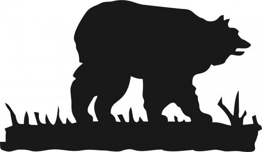 Bear w/Grass Silhouette Laser Cut Appliques (Size: WITH Fusible - 8"W, Direction: facing right)