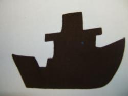 Tugboat Die Cut Appliques (Size: 4"W, Color: Brown  , Direction: Facing left)